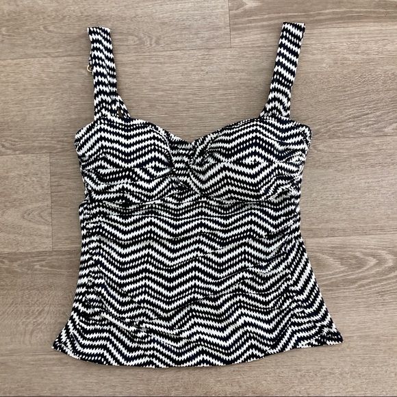2BAMBOO Twist Underwire Tankini Swim Top Zig Zag Print - Picture 3 of 13